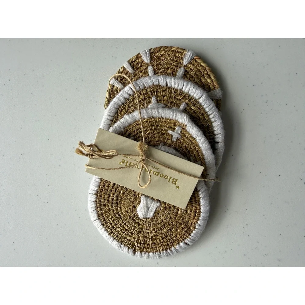 Woven Seagrass Coasters NEW Set of 4‎ Bloomingville Ever Changing Homes Neutral